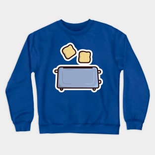 Two Fried Bread Pieces In Toaster Sticker vector illustration. Break fast food and technology object icon concept. Home Toaster fried bread slices sticker design logo with shadow. Crewneck Sweatshirt